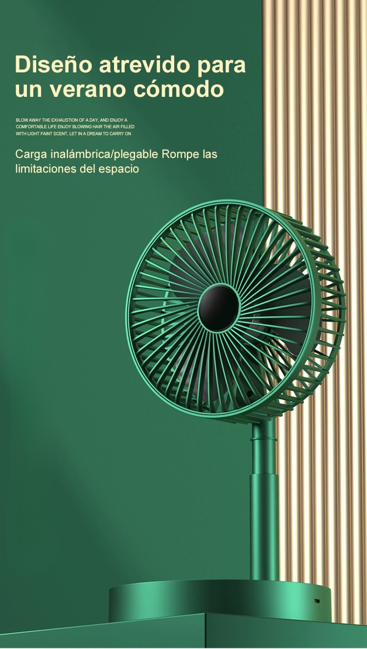 Ventilador purificador silencioso plegable en uso en sala de estar