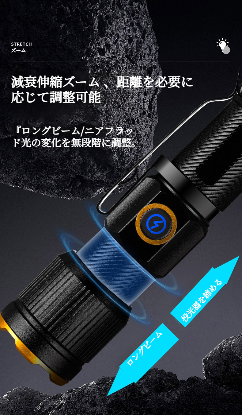 防水性能付きアウトドア懐中電灯