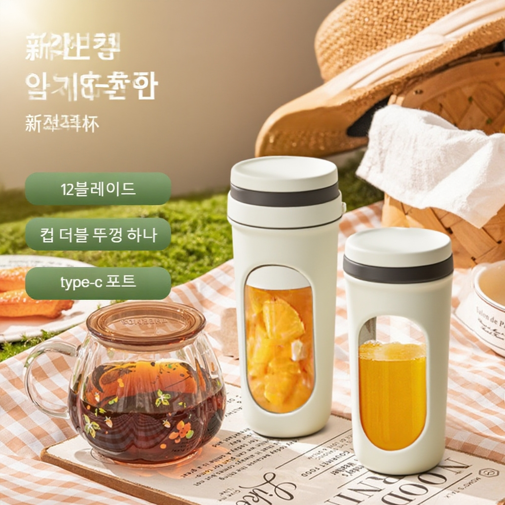 가정용 충전 소형 착즙컵 다용도 휴대용 주스컵 한 잔 더블 커버 무선 착즙컵