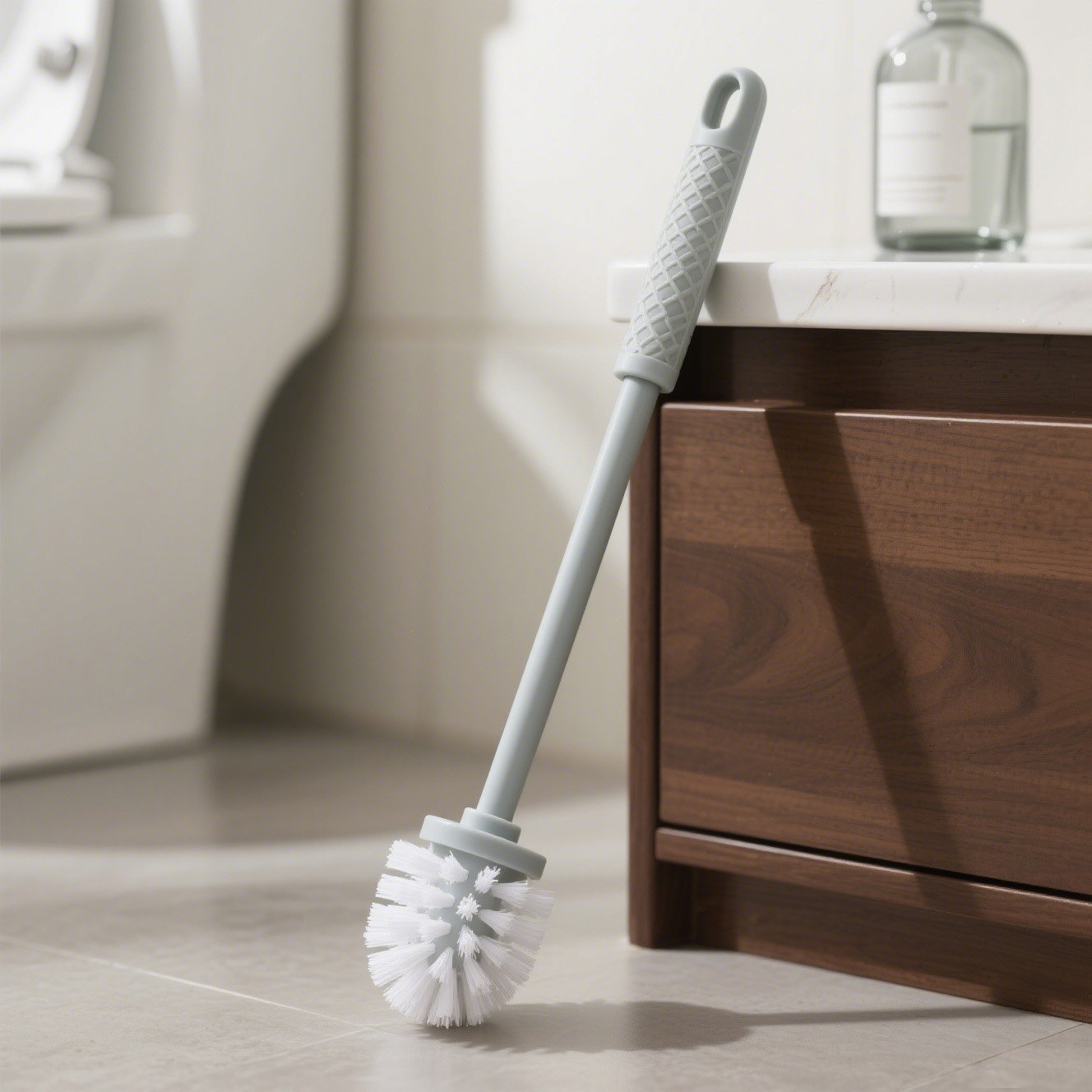 シンプルグレーのトイレ清掃ブラシ全体画像