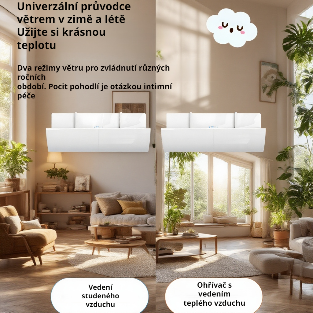 Nastavitelný deflektor vzduchu pro klimatizaci, bez nutnosti instalace