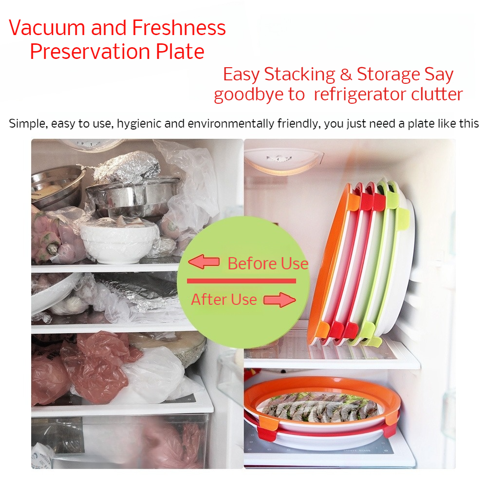 Food Preservation Refrigerator Organizer Round Vacuum Freshness Tray