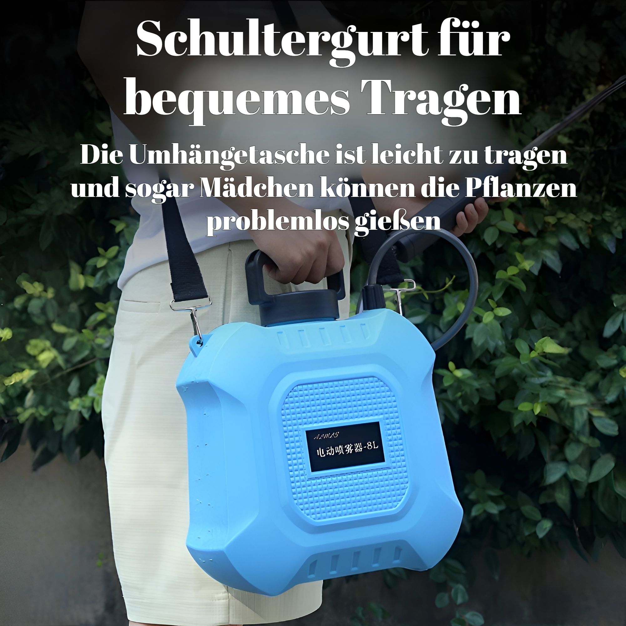 Gartenbewässerung mit wiederaufladbarer Gießkanne