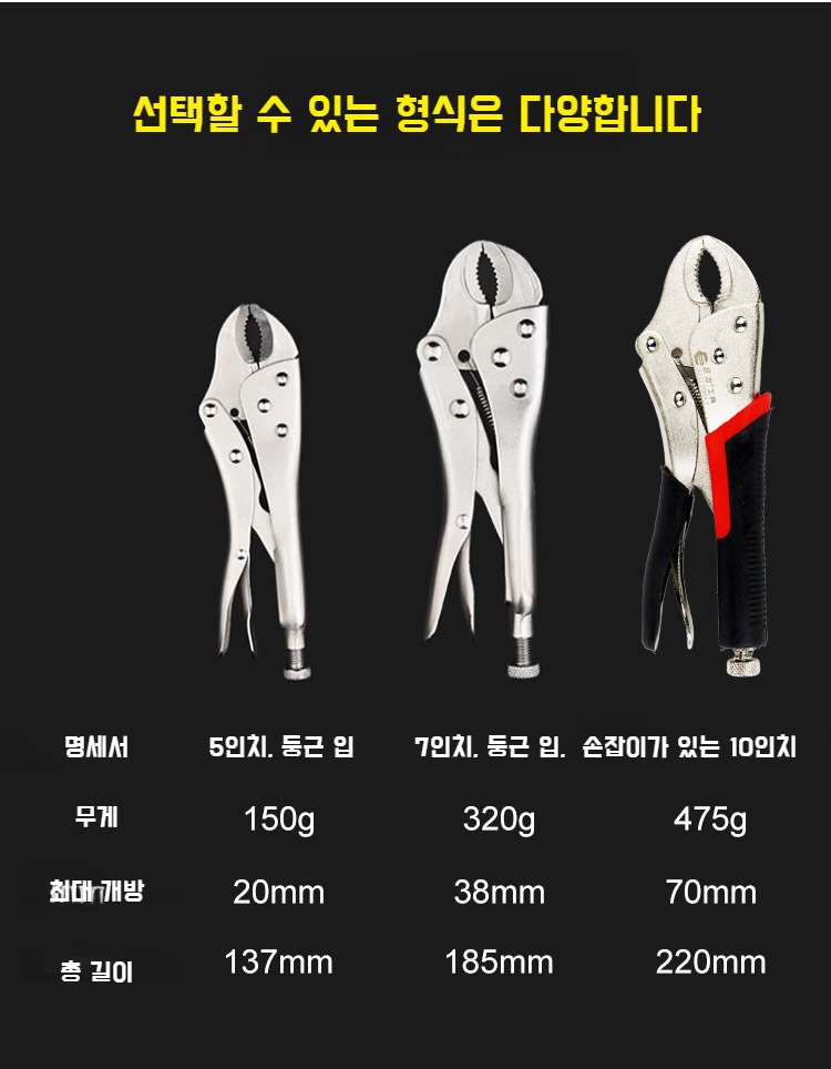 공업급 다용도 둥근머리 플라이어 전체 모습