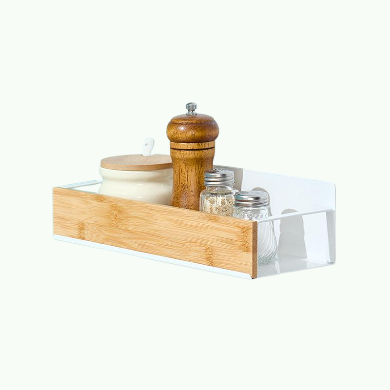 주방 벽면 장착 대나무 및 목재 선반 자석 냉장고 선반 측면 걸이 수납 선반 펀치