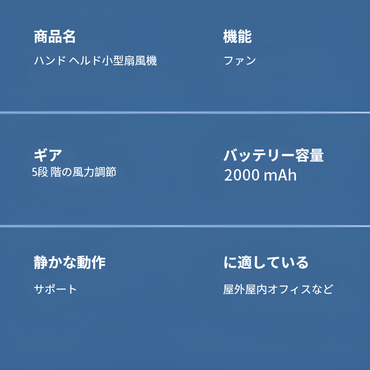 多色展開のかわいい小型扇風機集合写真