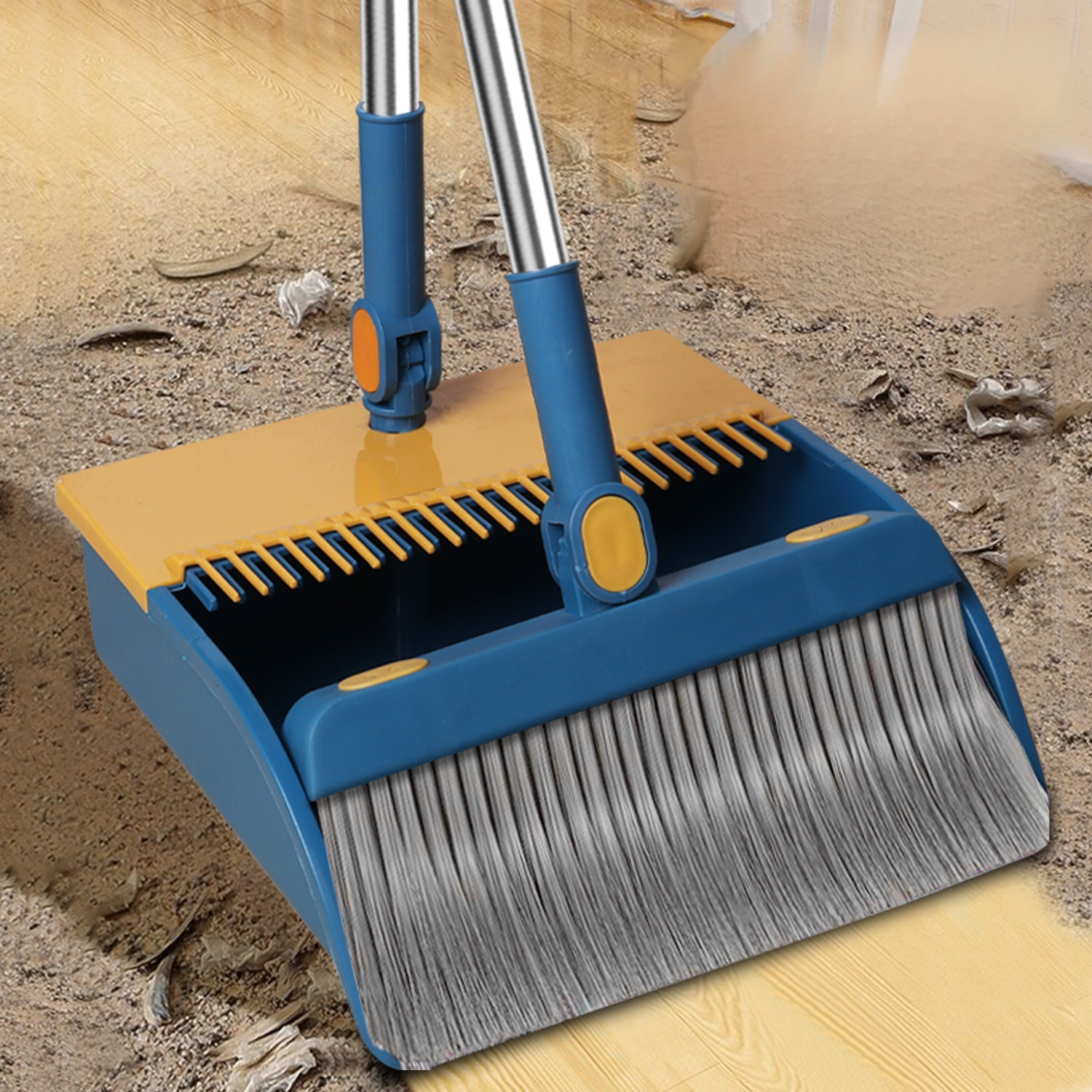 高品質家庭用ほうきとちりとりセットの全体写真