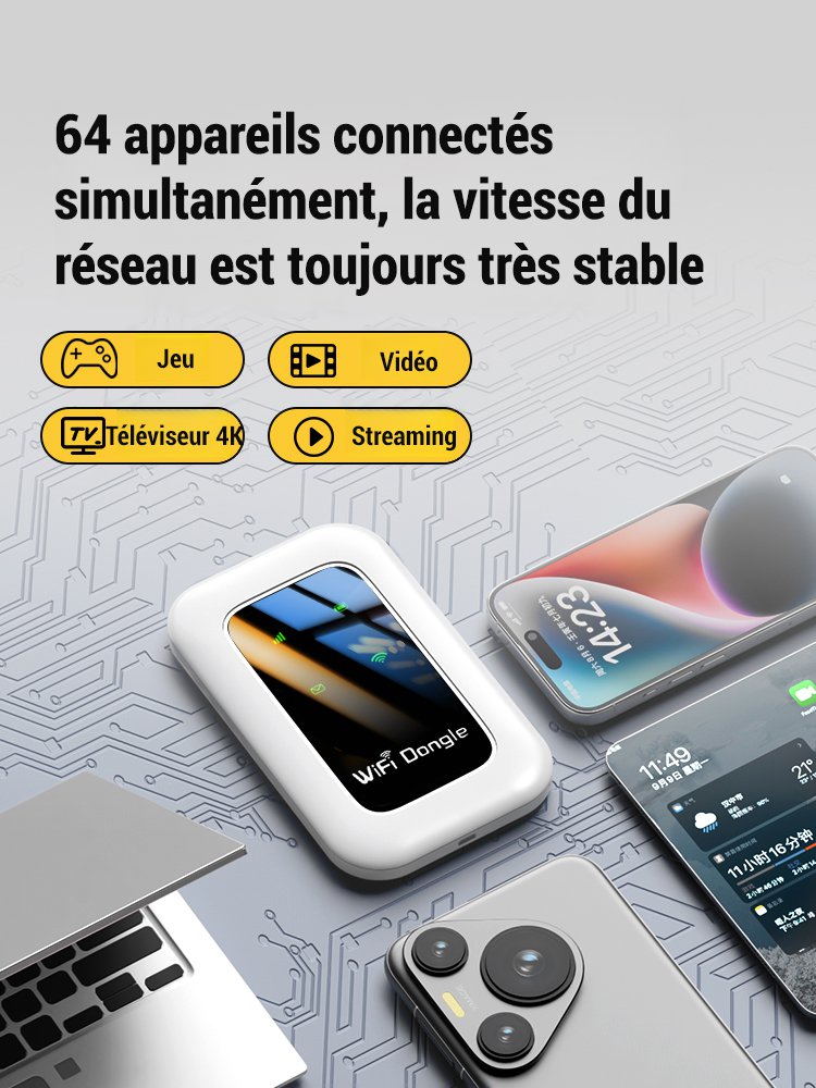 WiFi portable universel, prêt à l'emploi, gratuit à vie
