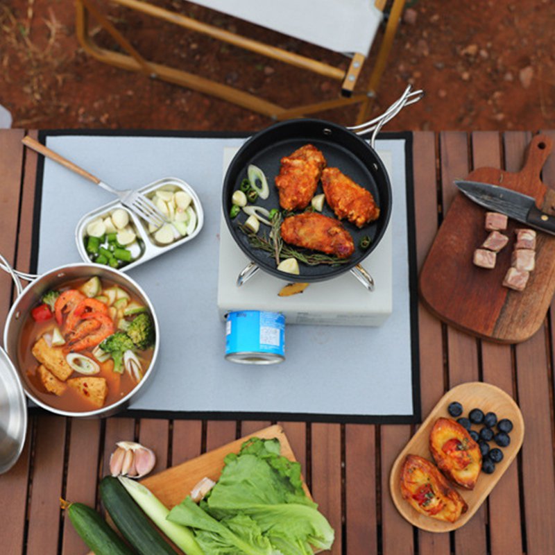 アウトドアキャンプポット 304ステンレススチール 3ピースポット ポータブルキャンプクッカー ノンスティックフライパン ケトル 調理鍋 キャンプセットポット