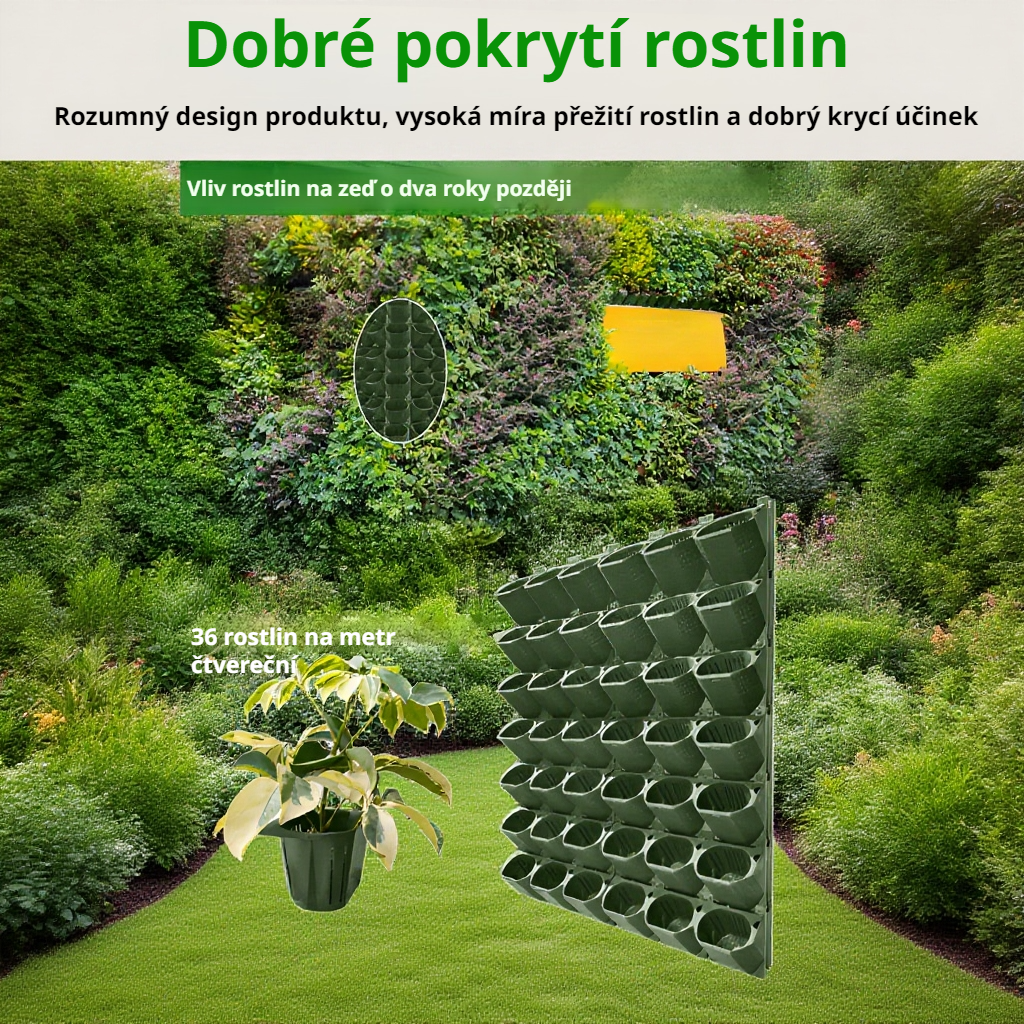 Vertikální květináč na zelené stěny v moderním interiéru