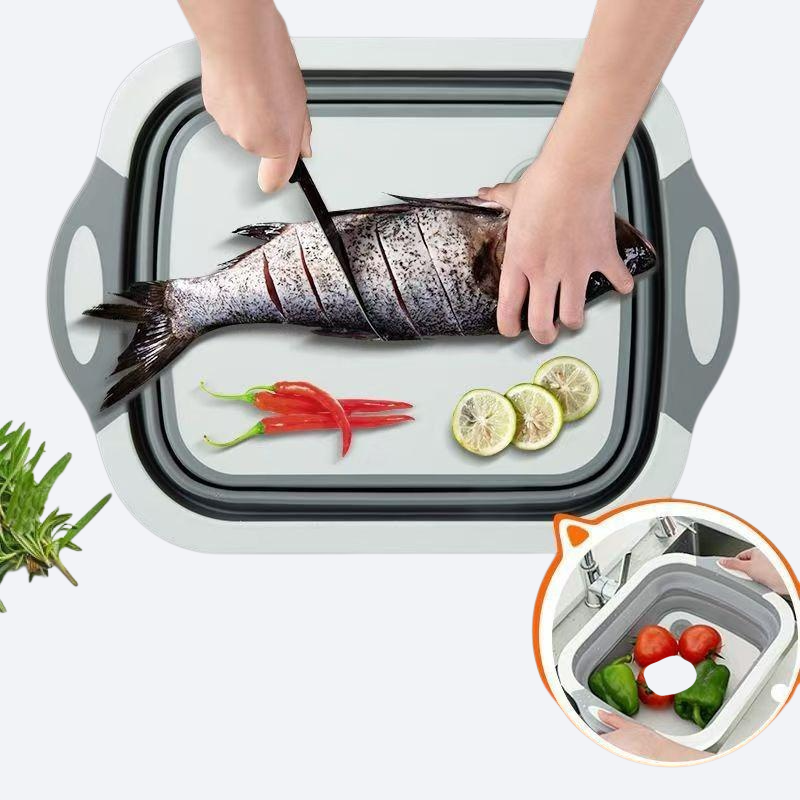 Folding vegetable board for washing vegetables and draining water