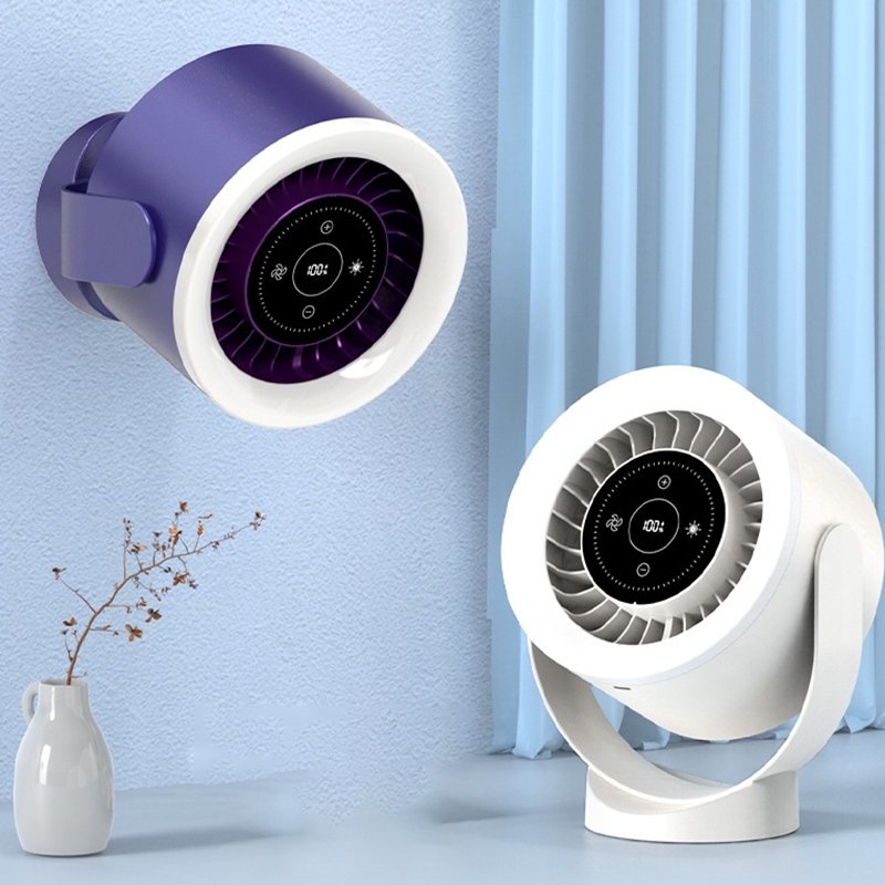 2025新しいデスクトップ壁掛けデスクトップタービン循環ファンファンライト充電式デスクトップファンベッドサイドランプタッチデジタルディスプレイリング照明