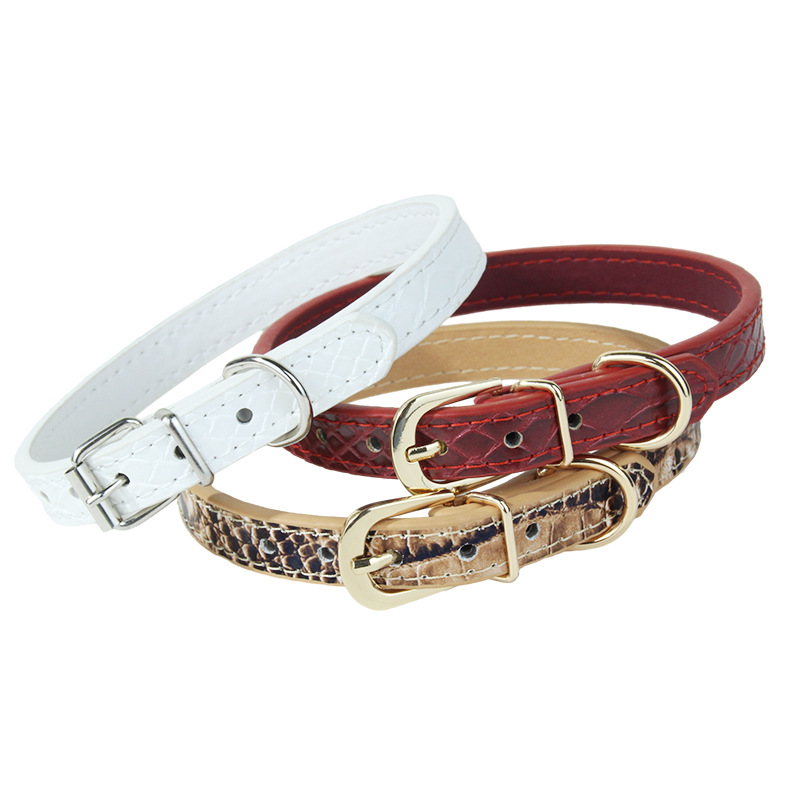 ペットの首輪犬の金属牽引猫の首輪ワニ革の首輪犬の首輪