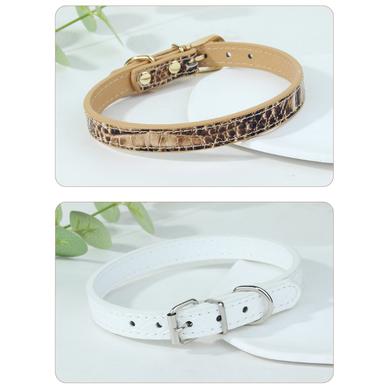ペットの首輪犬の金属牽引猫の首輪ワニ革の首輪犬の首輪