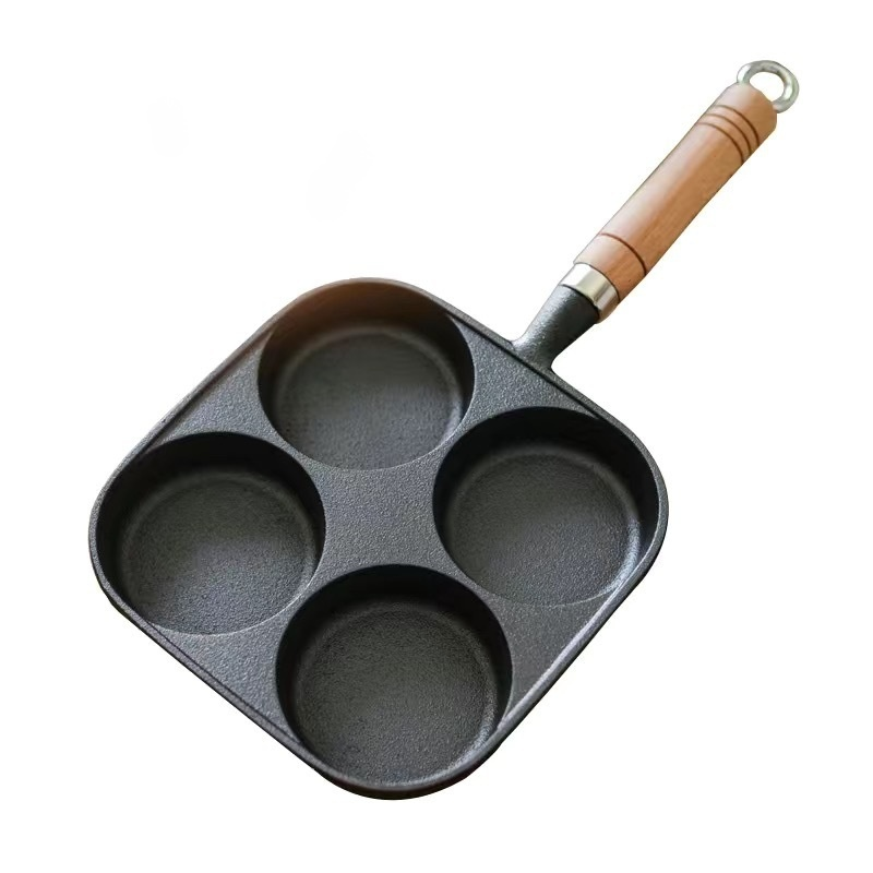 Deeper four-hole cast iron non-stick frying pan