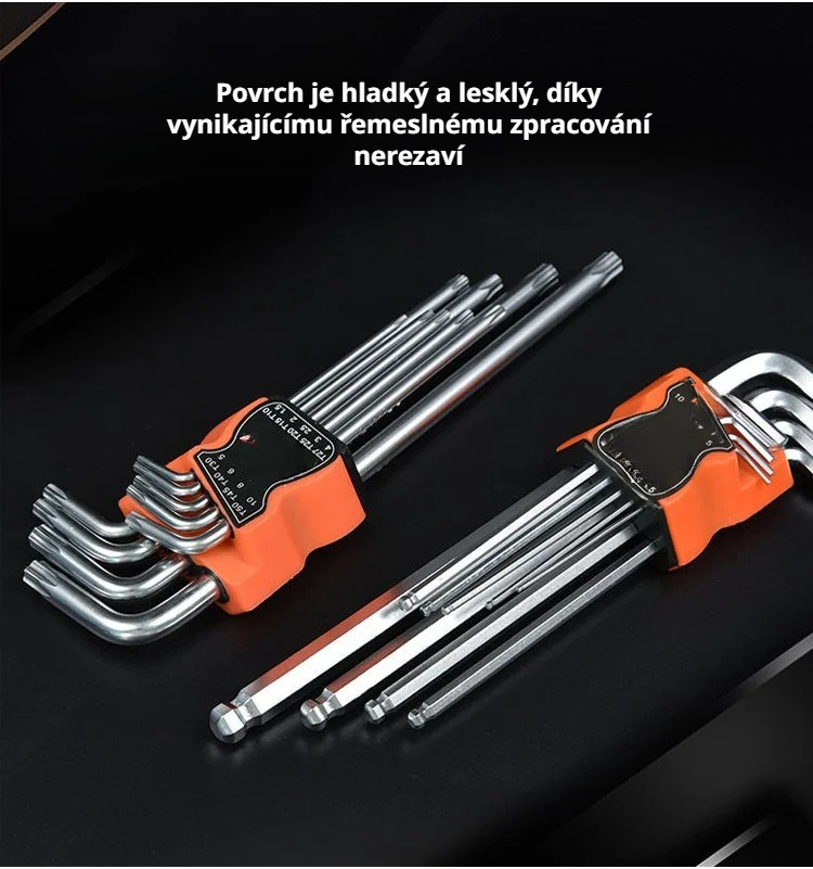 Odolné imbusové klíče různých velikostí