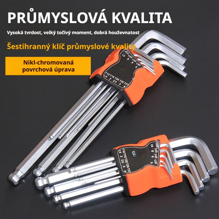 Sada 9ks imbusových klíčů s kulovou hlavou