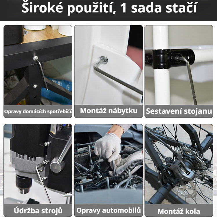 Sada 9dílných šestihranných nástrčných klíčů