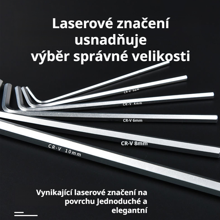 Sada 9dílných šestihranných nástrčných klíčů