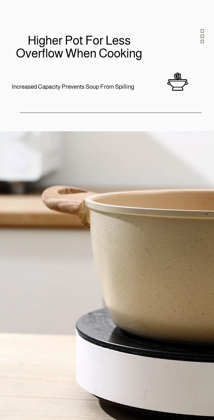 Binaural handle soup pot for safe and comfortable grip