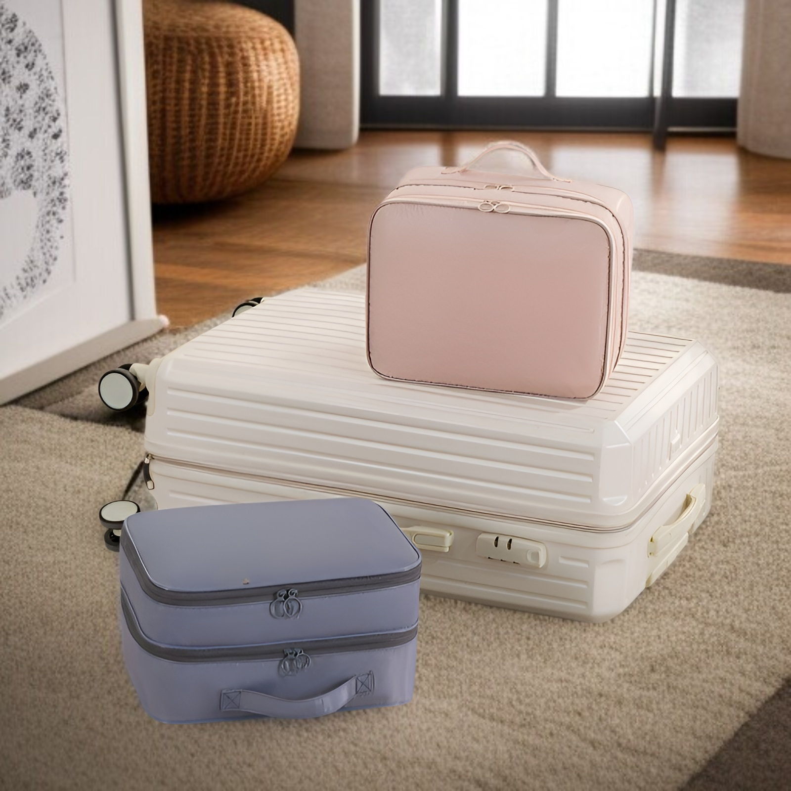 Bolsa de almacenamiento de zapatos de viaje plegable de tres capas y diseño tridimensional