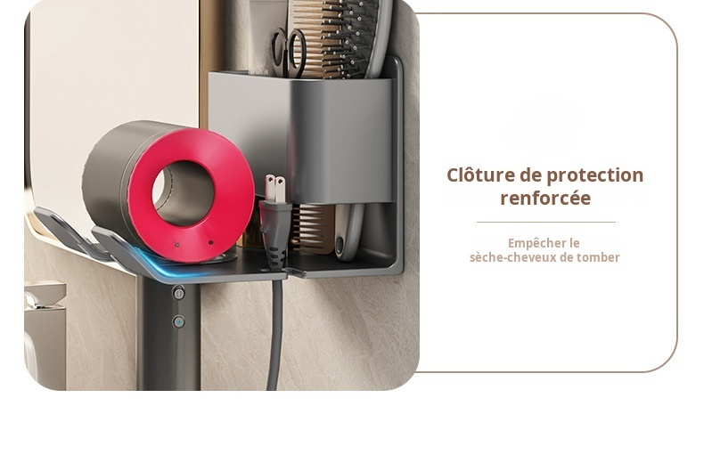 Support mural pour sèche-cheveux compatible avec différents modèles