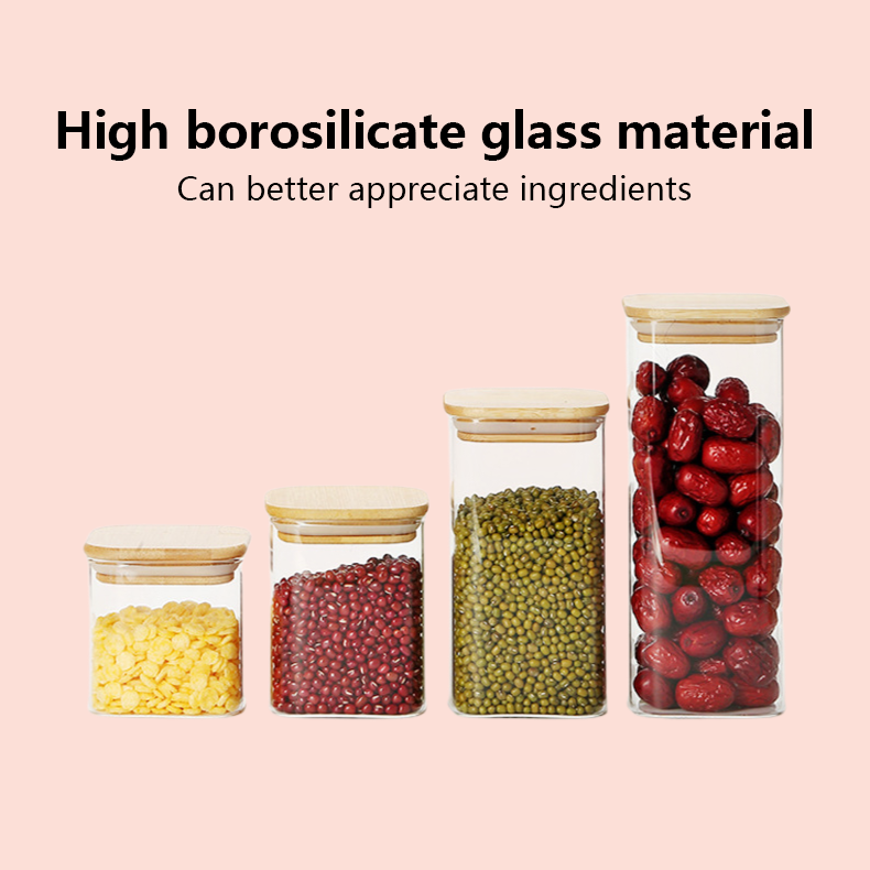 Transparent Square Glass Storage Jar