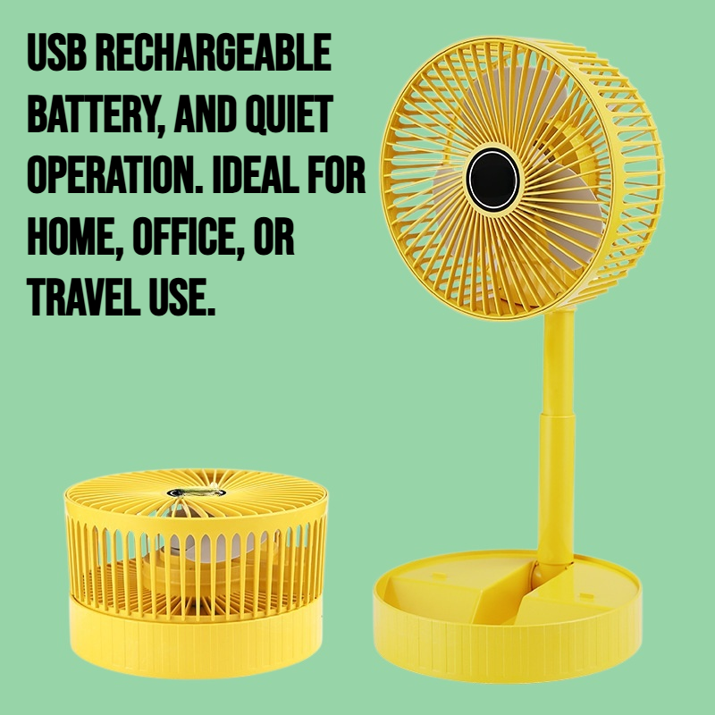 Telescopic folding shaking head portable fan