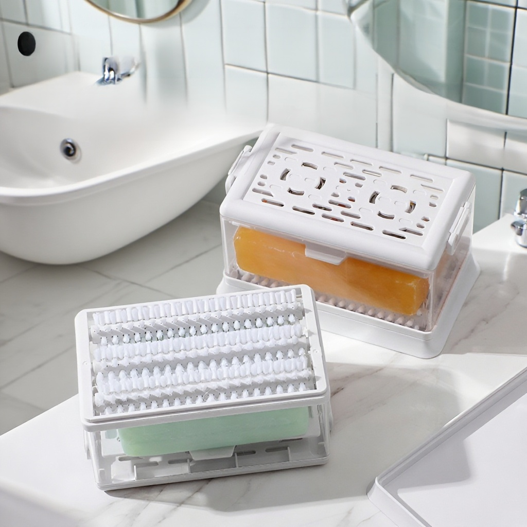 Foaming laundry soap box with brush