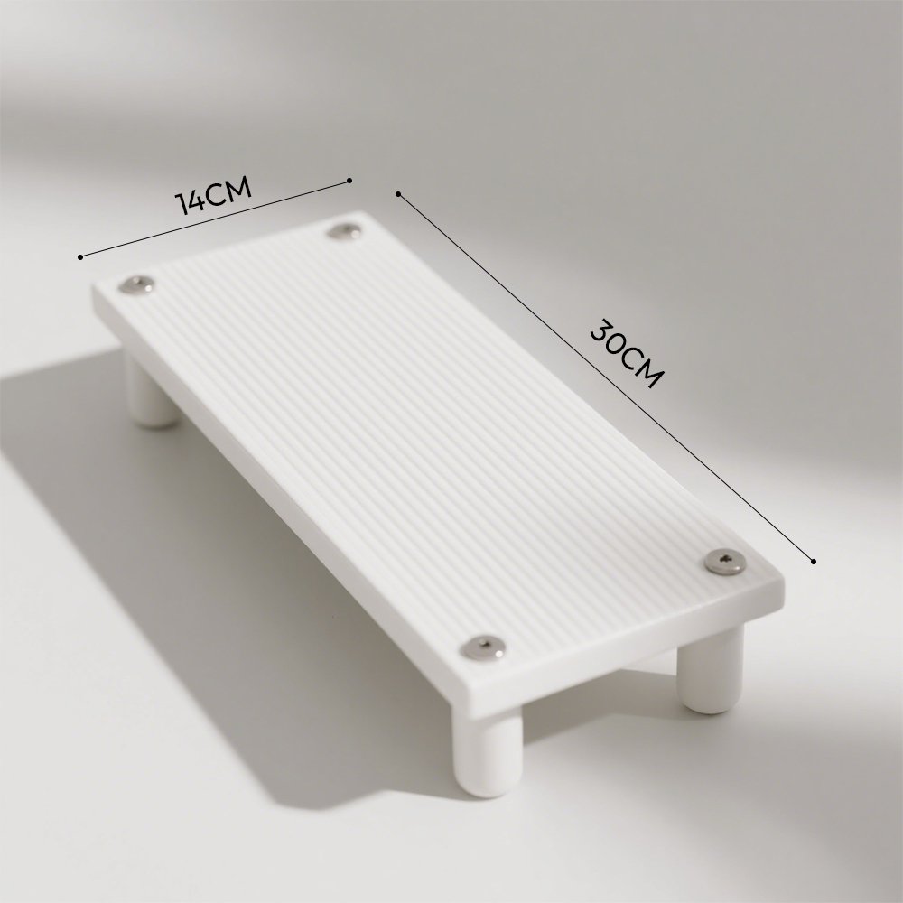 Desktop organizer rack holding books and accessories