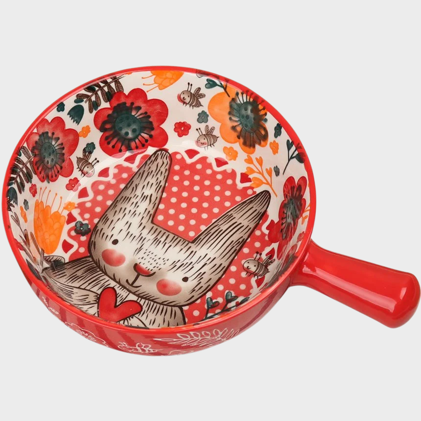 만화 유약 아래 컬러 세라믹 샐러드 그릇