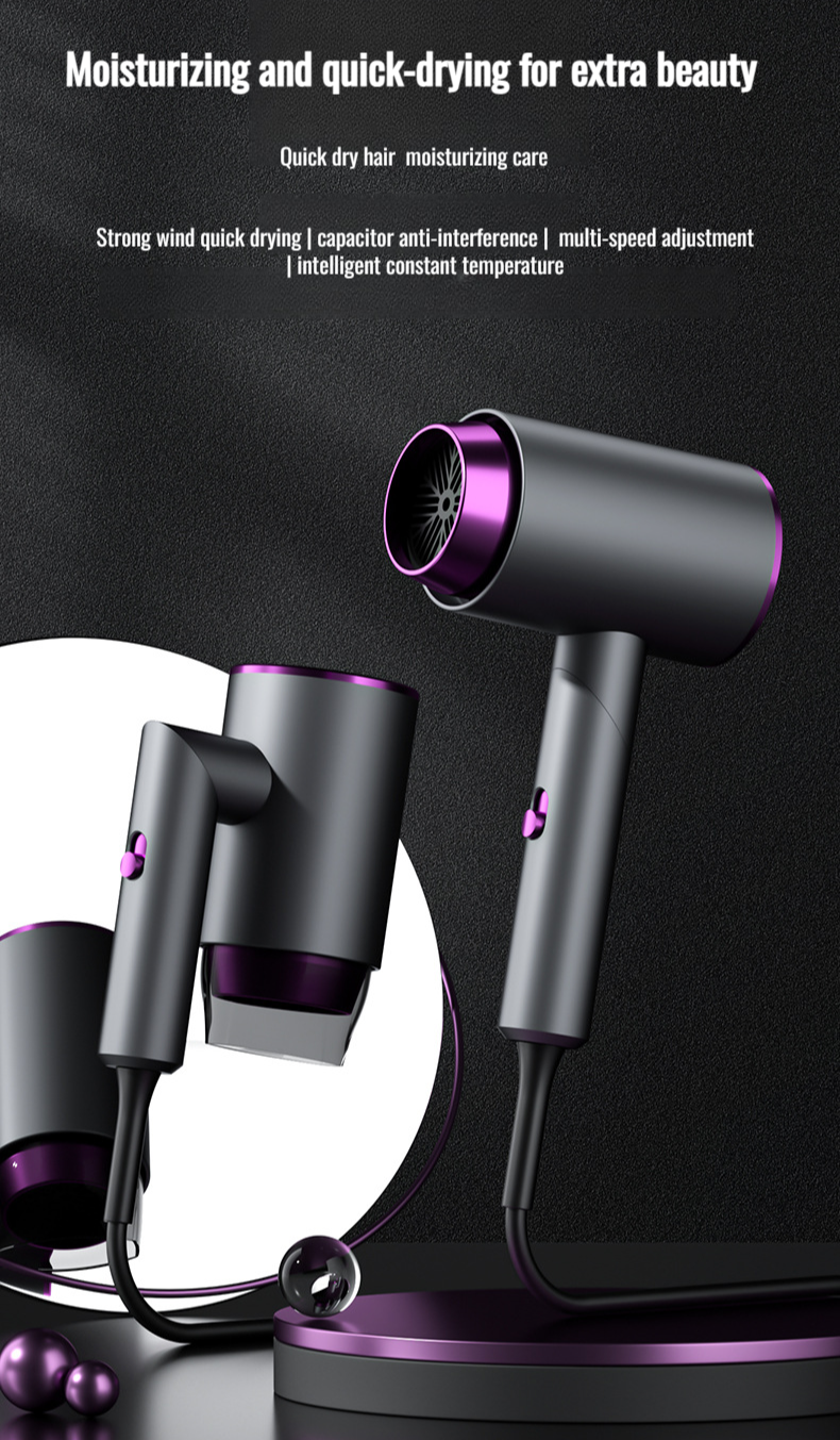 Home appliances electric hair dryer folding blue light hot and cold wind hair dryer