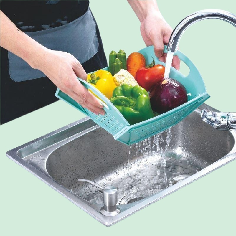سلة تنظيف المطبخ المنزلية القابلة للطي