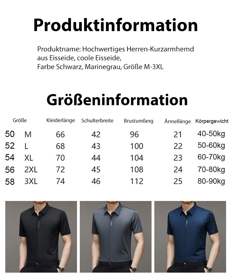 Herren Premium Ice Silk Kurzarmhemd