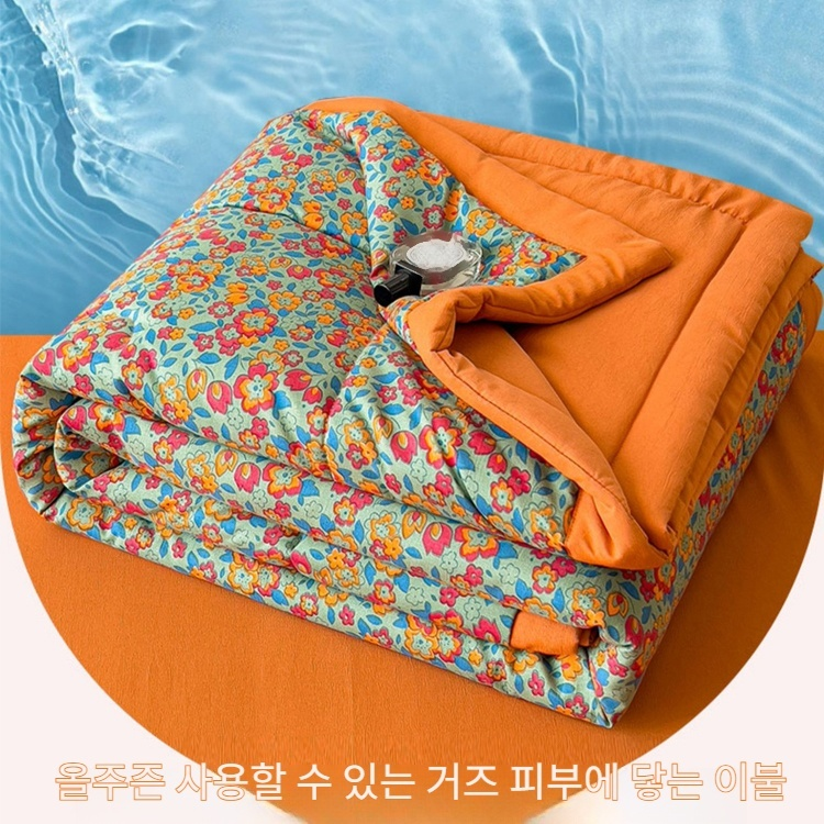 여름 이불 가정용 꽃무늬 실크 프린트 이중 워싱 면 콩 섬유 에어컨 이불 여름 이불