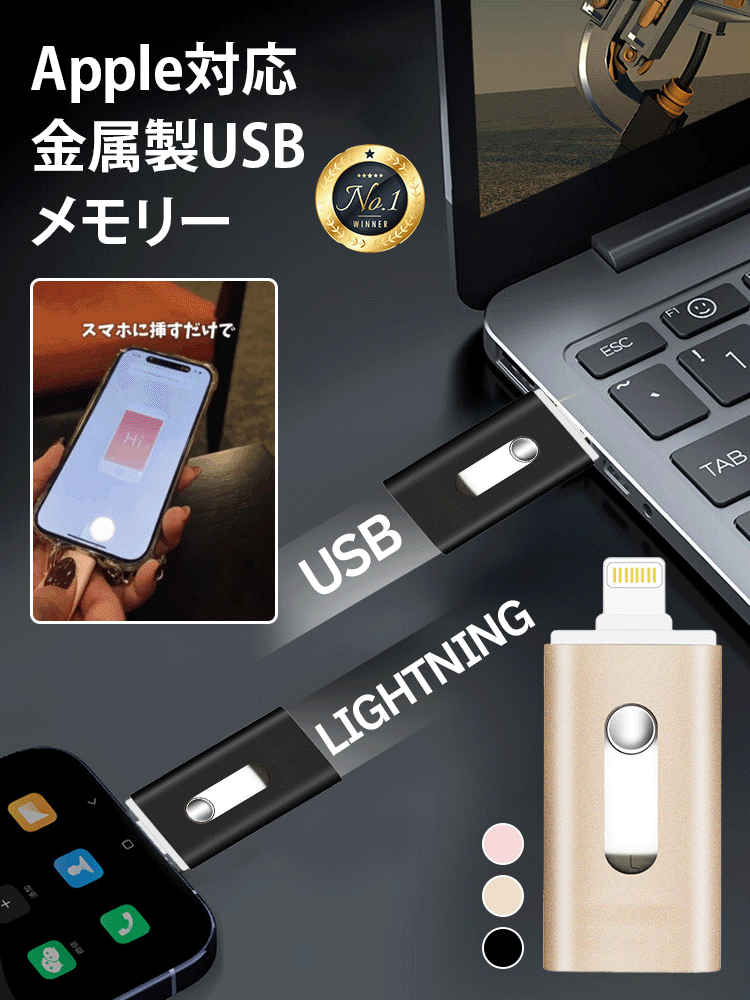 スマホ対応二重コネクタUSBメモリー