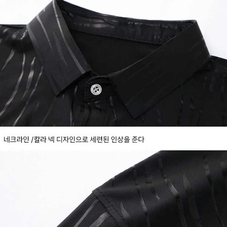 남성 아이스 실크 반팔 셔츠