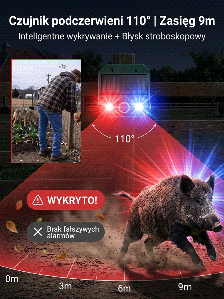 Solarny ultradźwiękowy odstraszacz ptaków i zwierząt
