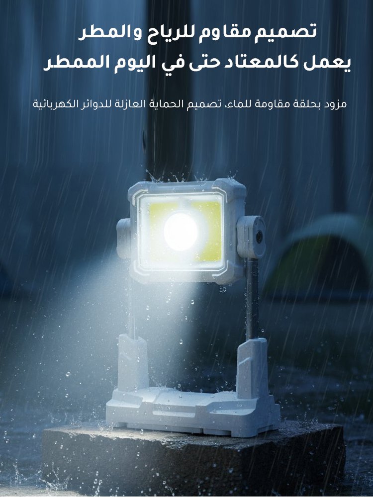 مصباح تخييم محمول مع حامل قابل للتمديد【 وظائف متعددة، ارتفاع حامل قابل للتمديد 1.65 متر】