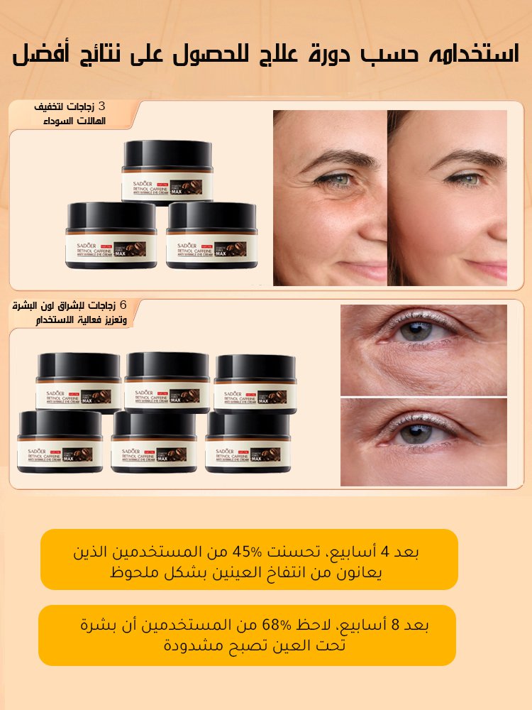 【تفتيح لون البشرة حول العين وتقليل التجاعيد】كريم عين منعش ومرطب بالكافيين