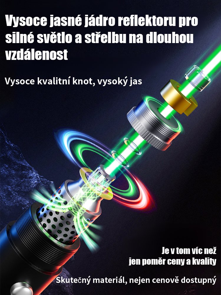 Výkonná laserová svítilna s dlouhým dosahem