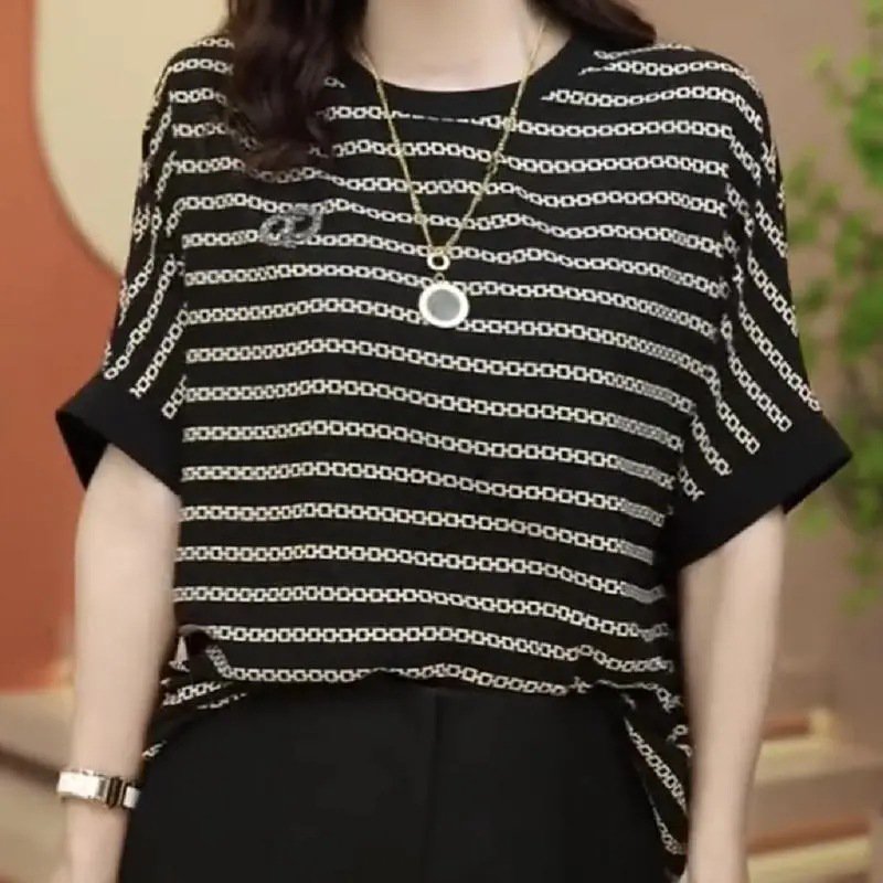 프린트 루즈핏 여성 반팔 블라우스