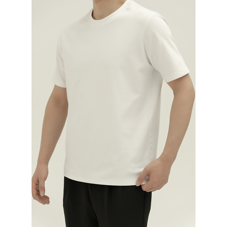 コットンTシャツ メンズ 夏 無地 半袖 ゆったり スリム ラウンドネック ホワイト コットンTシャツ メンズ