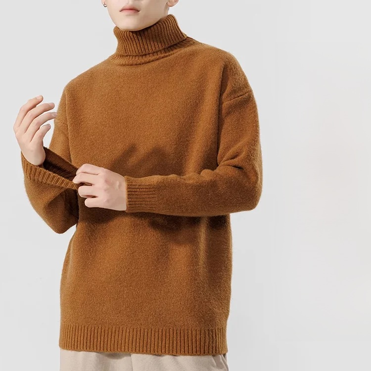 남성 무지 목폴라 니트