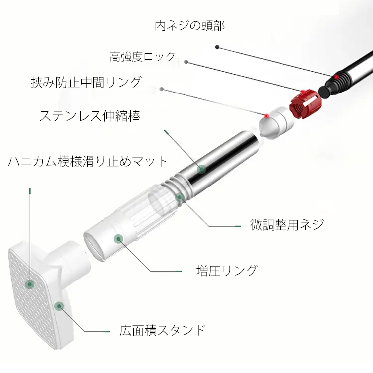 【伸縮式物干し突っ張り棒】多目的、穴あけ不要、ぴったり密着、壁を傷つけない、長さ調節可能、ズレ落ちしない