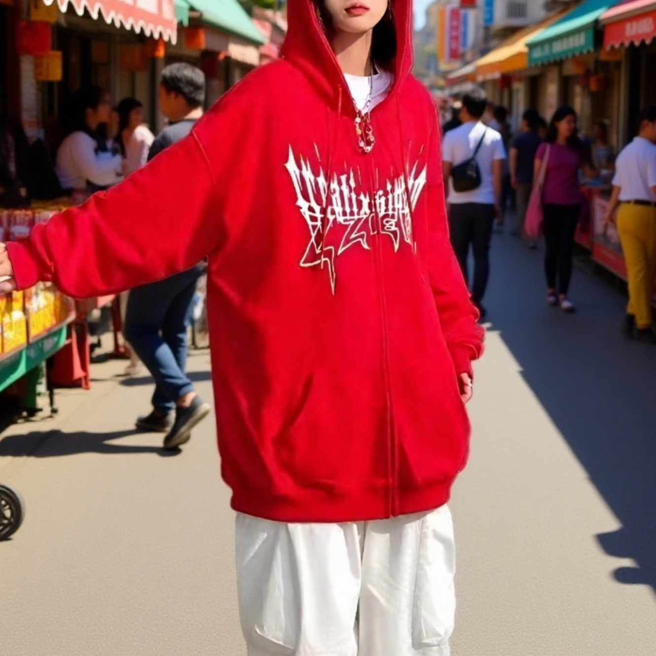 春秋用ゆったりパーカー　英字プリントカジュアルジャケット