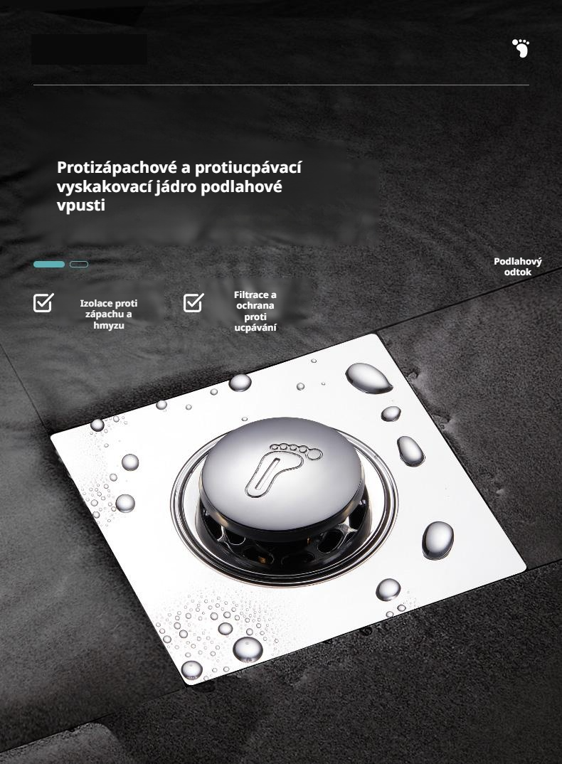 Univerzální uzávěr odtokového potrubí do koupelny – deodorizační funkce