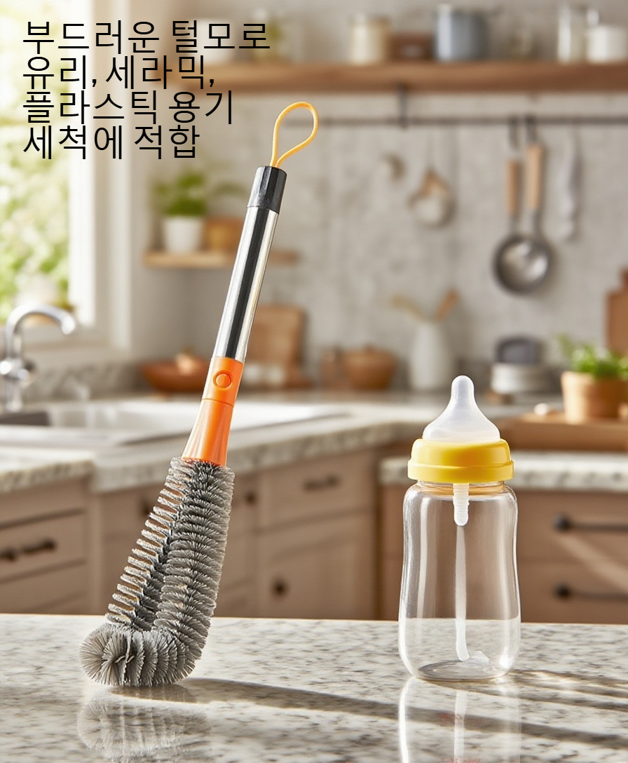 유연하게 구부러지는 컵 브러시 사용 모습