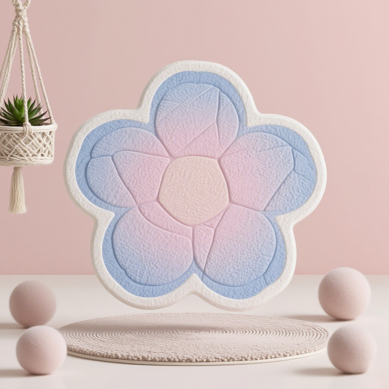 【3D視覚】フラワー珪藻土バスマット