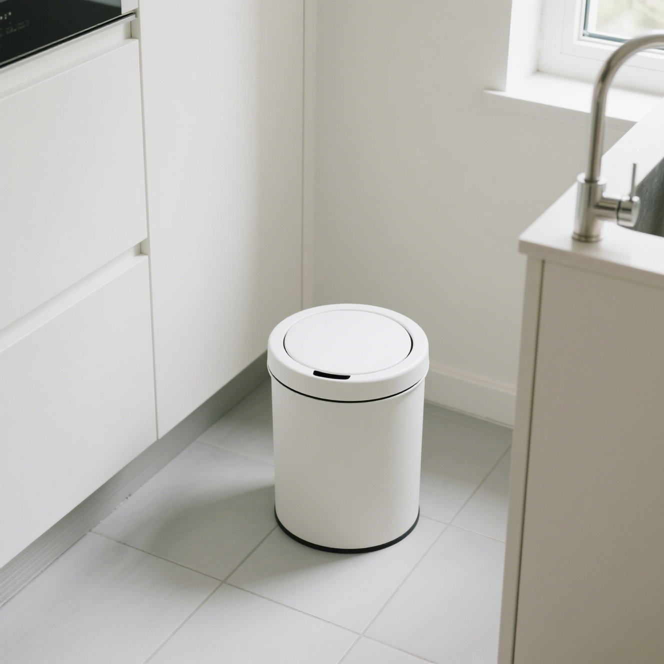 ワンタッチで開閉するゴミ箱の蓋部分